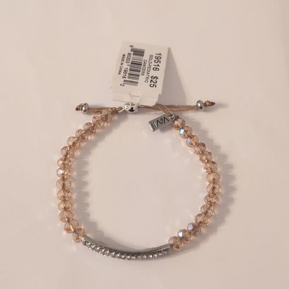 834 ViVI Amber Crystal Beaded Rhinestones Adjustable Slider Charm Bracelet‎ - Picture 3 of 4